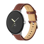 Correia de relógio em pele genuína com ranhuras, para Google Pixel Watch 4 / 3 / 2 / 1 41mm