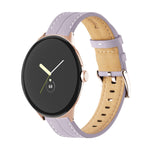 Correia de relógio em pele genuína com ranhuras, para Google Pixel Watch 4 / 3 / 2 / 1 41mm