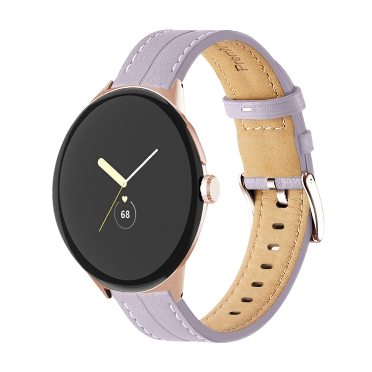 Correia de relógio em pele genuína com ranhuras, para Google Pixel Watch 4 / 3 / 2 / 1 41mm