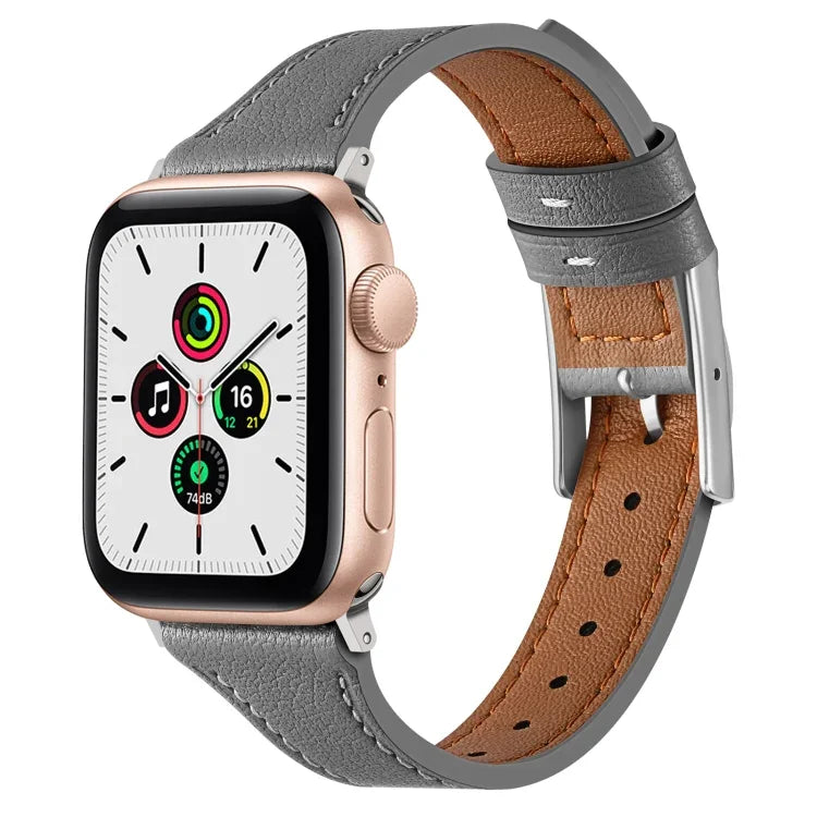 Correia de Relógio Respirável em Pele Genuína para Apple Watch, Series 8&7 45mm / SE 2&6&SE&5&4 44mm / 3&2&1 42mm, Series 8&7 41mm / SE 2&6&SE&5&4 40mm / 3&2&1 38mm