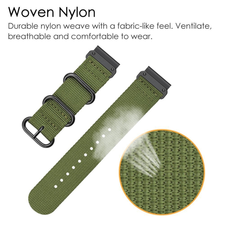 Three-ring Steel Buckle Nylon Watch Band, For Garmin Fenix 7X, For Garmin Fenix 7