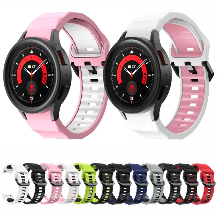 Wave Two Color Silicone Watch Band, For Samsung Galaxy Watch5 Pro
