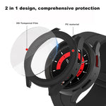 Capa Protetora de Relógio de Injeção de Combustível em PC + Filme Temperado, Para Samsung Galaxy Watch5 Pro 45mm