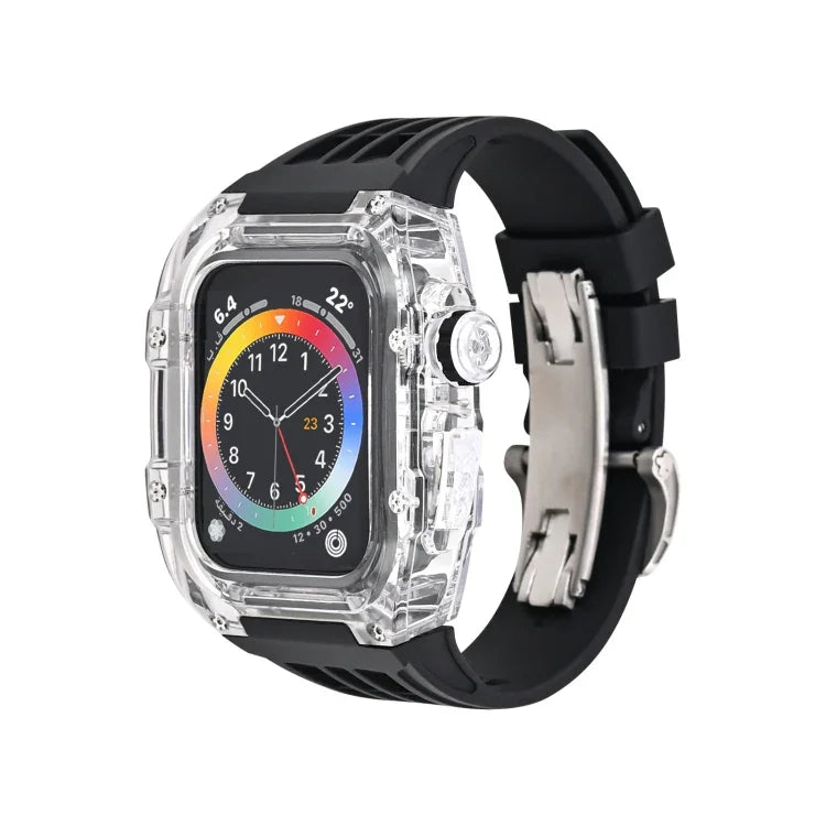 Correia de Relógio Transparente em Borracha de Flúor, Para Apple Watch Série 8&7 45mm, Para Apple Watch Série 8&7 45mm/SE 2&6&SE&5&4 44mm