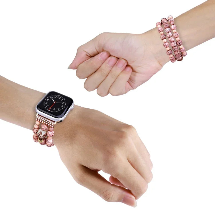 Correia de Relógio Simples com Contas Bodhi, Para Apple Watch Ultra 49mm / Série 8&7 45mm, Para Apple Watch Série 8&7 41mm