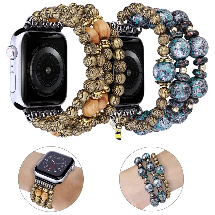 Correia de Relógio com Contas de Rosa, Para Apple Watch Ultra 49mm / Série 8&7 45mm, Para Apple Watch Série 8&7 41mm
