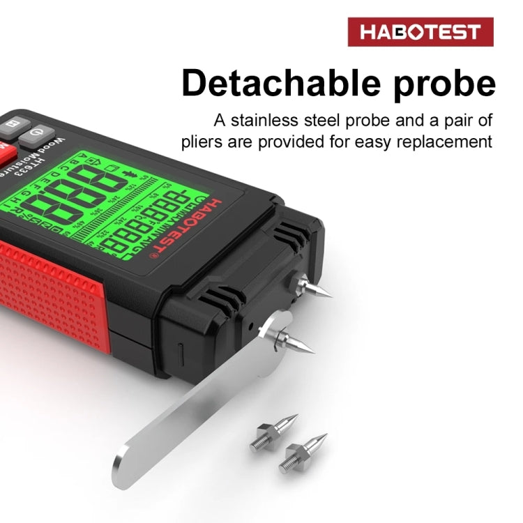 Detector portátil multifuncional de humidade da madeira com visor digital HABOTEST HT633, HT633