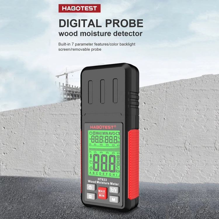Detector portátil multifuncional de humidade da madeira com visor digital HABOTEST HT633, HT633