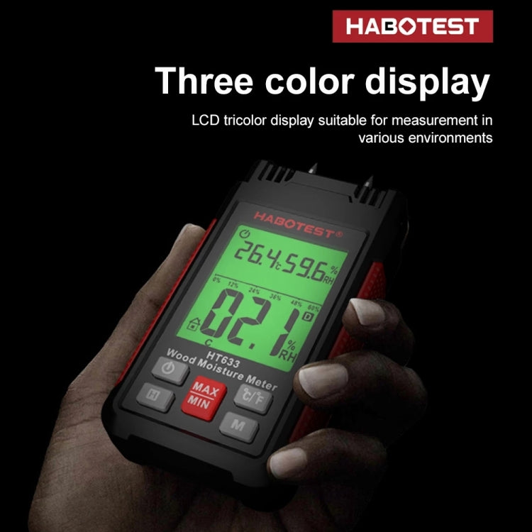Detector portátil multifuncional de humidade da madeira com visor digital HABOTEST HT633, HT633