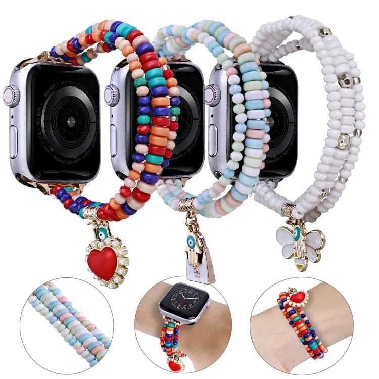 Correia de Relógio com 3 Fileiras de Contas, Para Apple Watch Ultra 49mm / Série 8&7 45mm, Para Apple Watch Série 8&7 41mm