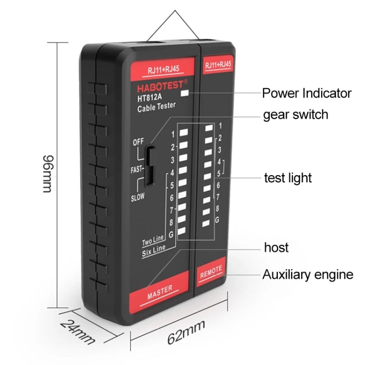 HABOTEST HT812A Testador de Linha Telefónica e de Rede 2 em 1, HT812A