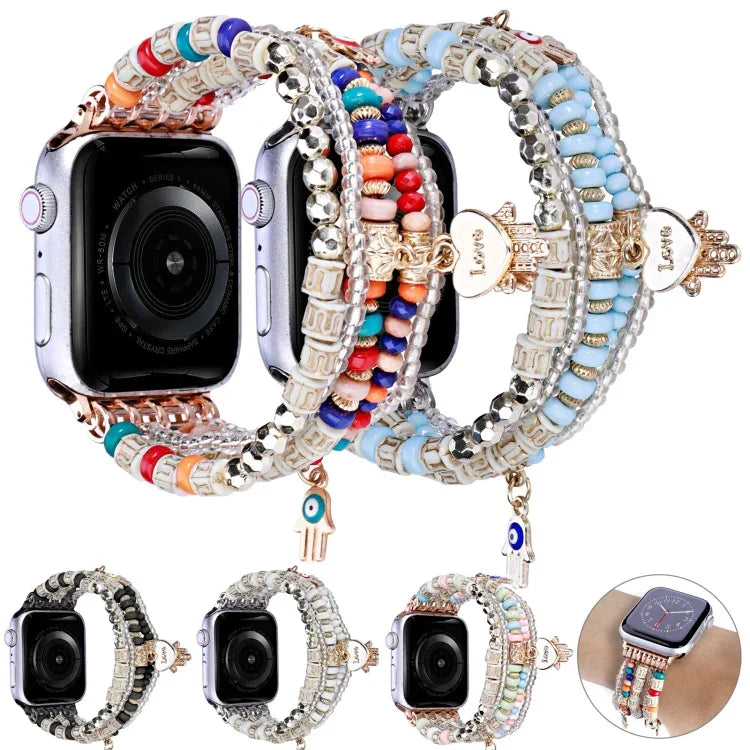 Correia de Relógio com Contas Estilo Floresta, Para Apple Watch Ultra 49mm / Série 8&7 45mm, Para Apple Watch Série 8&7 41mm