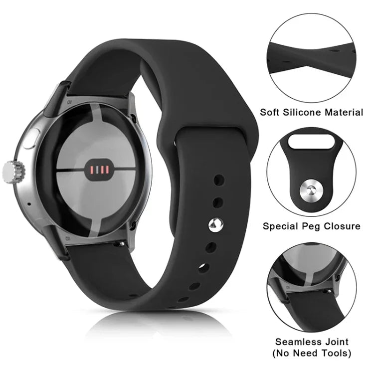 Pulseira de Relógio em Silicone com Fecho Reverso Cor Sólida, Para Google Pixel Watch 4 / 3 / 2 / 1 41mm