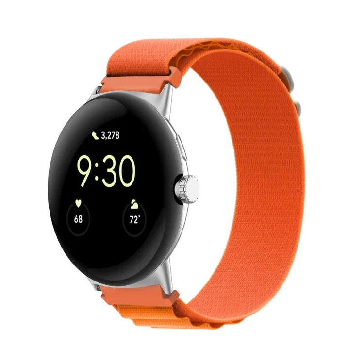 Pulseira de Relógio com Conector Prateado em Nylon Loop, Para Google Pixel Watch 4 / 3 / 2 / 1 41mm