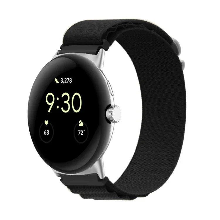 Pulseira de Relógio com Conector Prateado em Nylon Loop, Para Google Pixel Watch 4 / 3 / 2 / 1 41mm