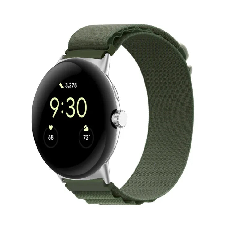 Pulseira de Relógio com Conector Prateado em Nylon Loop, Para Google Pixel Watch 4 / 3 / 2 / 1 41mm
