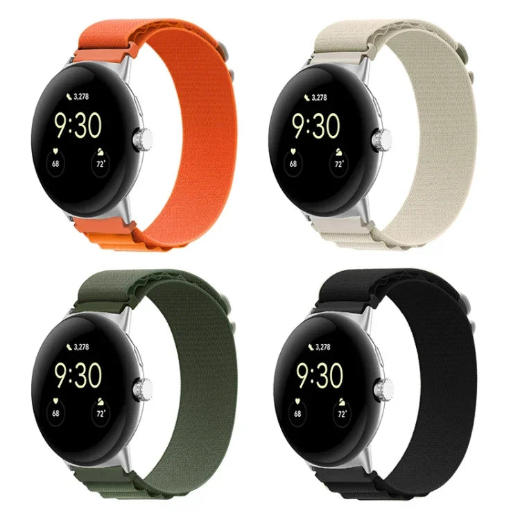 Pulseira de Relógio com Conector Prateado em Nylon Loop, Para Google Pixel Watch 4 / 3 / 2 / 1 41mm