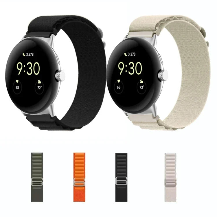 Pulseira de Relógio com Conector Prateado em Nylon Loop, Para Google Pixel Watch 4 / 3 / 2 / 1 41mm