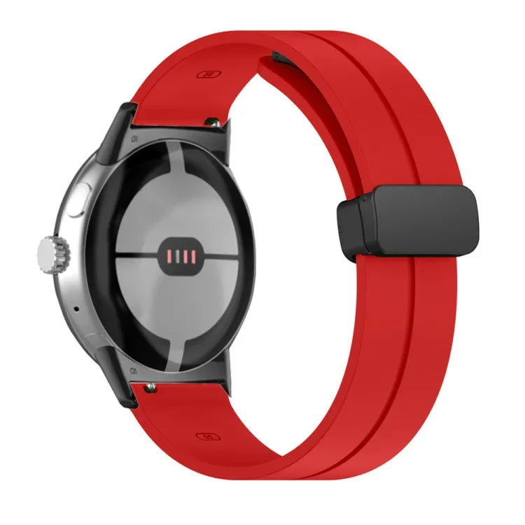 Solid-color Folding Buckle Silicone Watch Band, For Google Pixel Watch 4 / 3 / 2 / 1 41mm