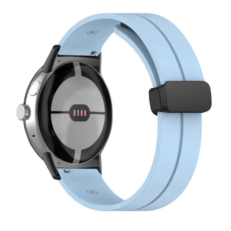 Solid-color Folding Buckle Silicone Watch Band, For Google Pixel Watch 4 / 3 / 2 / 1 41mm