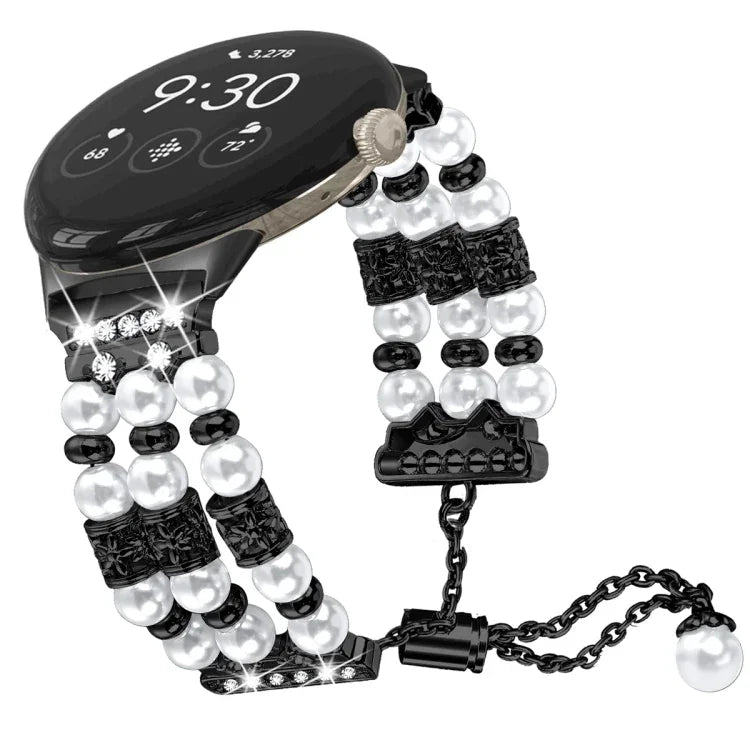 Correia de Relógio com Meia Pulseira de Pérolas, Para Google Pixel Watch 4 / 3 / 2 / 1 41mm