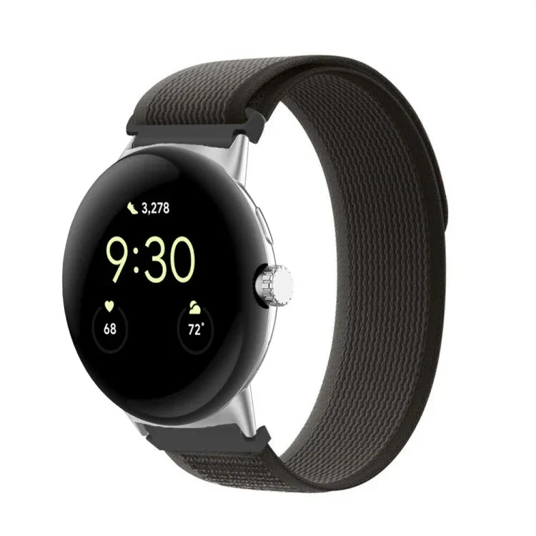 Correia de Relógio em Nylon com Conector Prateado Loop, Para Google Pixel Watch 4 / 3 / 2 / 1 41mm