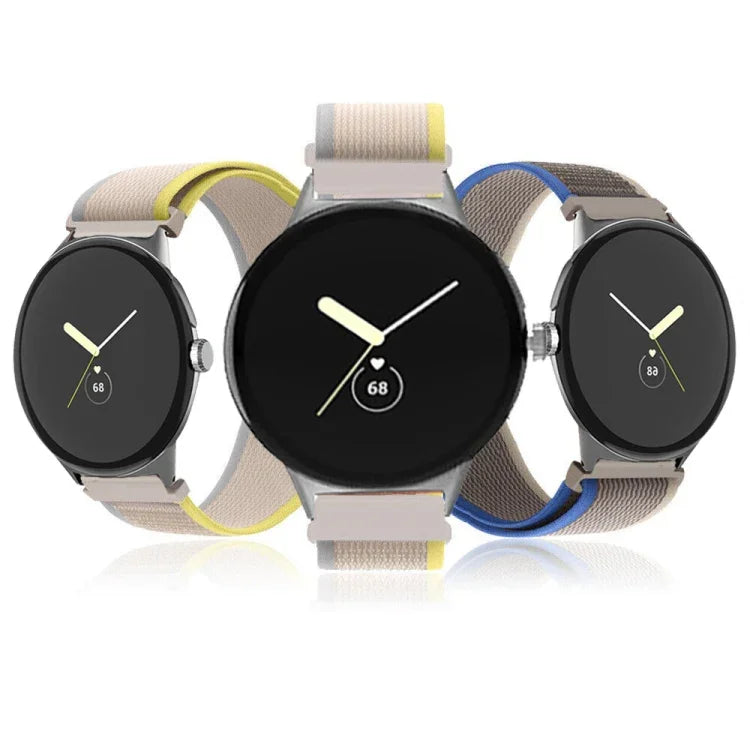 Correia de Relógio em Nylon com Conector Preto Loop, Para Google Pixel Watch 4 / 3 / 2 / 1 41mm