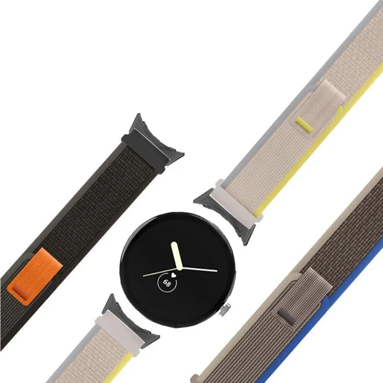 Correia de Relógio em Nylon com Conector Preto Loop, Para Google Pixel Watch 4 / 3 / 2 / 1 41mm