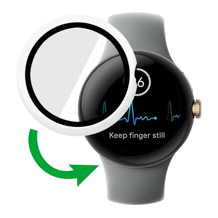 Capa Protetora Integrada com Película Temperada e Estrutura PC Fosca, Para Google Pixel Watch