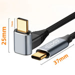 Para Steam Deck Gen2 Cabo de Dados Estéreo Curvo USB-C/Tipo-C Macho para USB-C/Tipo-C Macho 100W, 0,5m, 1m, 1,5m, 2m, 3m