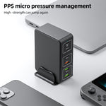 818H Carregador de Secretária Rápido 120W Type-C + USB 6 Portas, Ficha US, Ficha UK, Ficha EU, Ficha AU