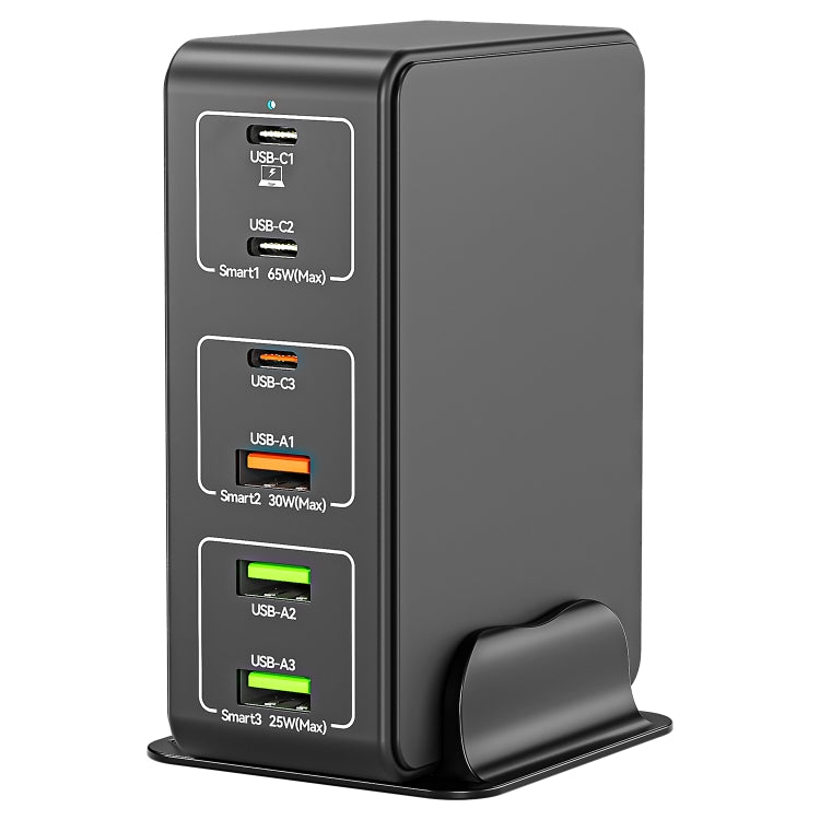 818H Carregador de Secretária Rápido 120W Type-C + USB 6 Portas, Ficha US, Ficha UK, Ficha EU, Ficha AU