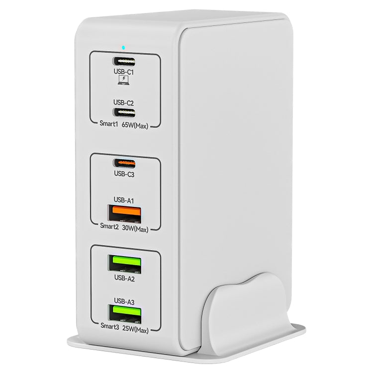 818H Carregador de Secretária Rápido 120W Type-C + USB 6 Portas, Ficha US, Ficha UK, Ficha EU, Ficha AU