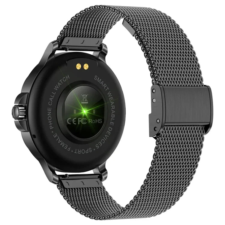 CF12 Pulseira de Aço Inteligente Resistente à Água de 1,2 polegadas Suporta Monitorização da Frequência Cardíaca / Monitorização da Pressão Arterial, Pulseira de Aço CF12 (Preto)