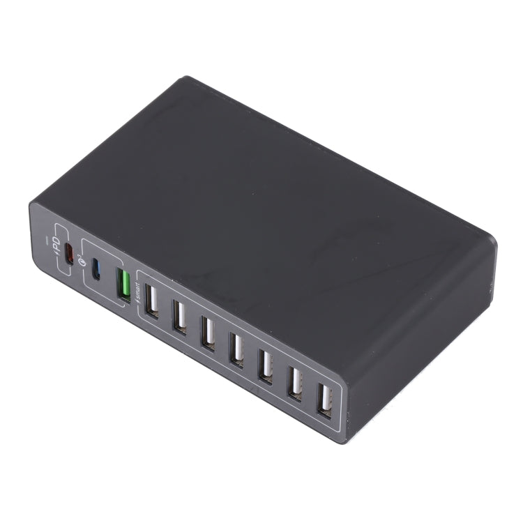 Carregador Inteligente Rápido 10 em 1 65W QC3.0 USB, Ficha EUA, Ficha Reino Unido, Ficha Austrália