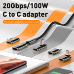 Adaptador de Liga de Zinco Tipo-C Fêmea para Tipo-C Fêmea 20Gbps 100W, Tipo-C Fêmea para Tipo-C Fêmea Reto