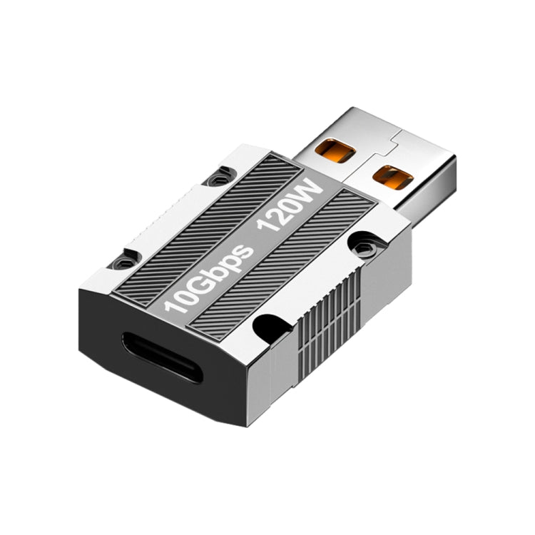 Adaptador Reto de Liga de Zinco Tipo-C Fêmea para USB 3.0 Macho 120W, Tipo-C Fêmea para USB 3.0 Macho Reto