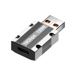 Adaptador Reto de Liga de Zinco Tipo-C Fêmea para USB 3.0 Macho 120W, Tipo-C Fêmea para USB 3.0 Macho Reto