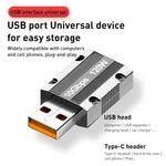 Adaptador Reto de Liga de Zinco Tipo-C Fêmea para USB 3.0 Macho 120W, Tipo-C Fêmea para USB 3.0 Macho Reto