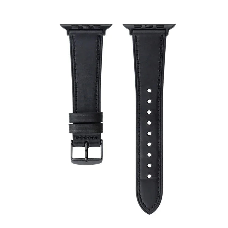 Pulseira de Relógio em Couro Genuíno Crazy Horse, Para Apple Watch Series 8&7 41mm / SE 2&6&SE&5&4 40mm, Para Apple Watch Ultra 49mm / Series 8&7 45mm / SE 2&6&SE&5&4 44mm