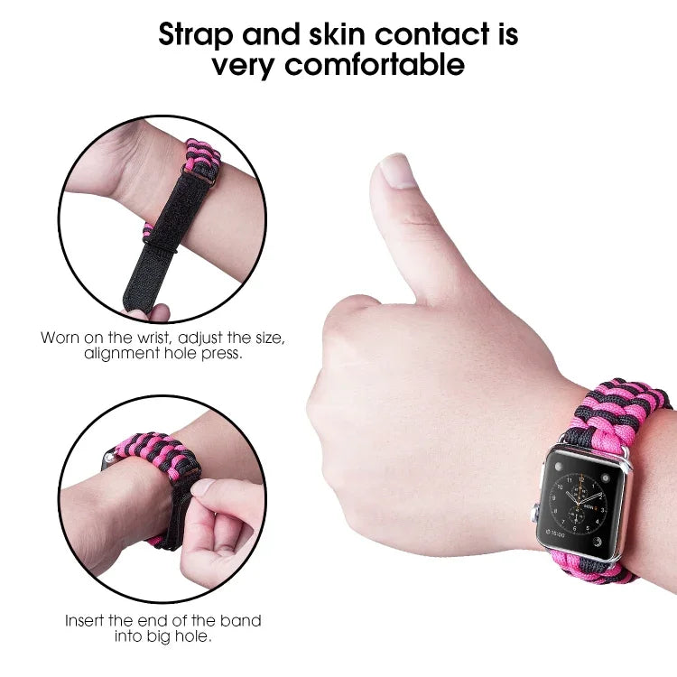 Pulseira de Relógio em Nylon com Fecho de Gancho e Loop de Trança Simples Paracord, Para Apple Watch Series 8&7 41mm / SE 2&6&SE&5&4 40mm, Para Apple Watch Ultra 49mm / Series 8&7 45mm / SE 2&6&SE&5&4 44mm