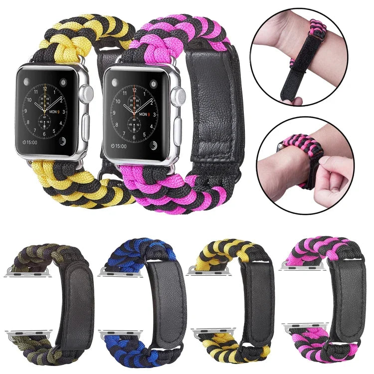 Pulseira de Relógio em Nylon com Fecho de Gancho e Loop de Trança Simples Paracord, Para Apple Watch Series 8&7 41mm / SE 2&6&SE&5&4 40mm, Para Apple Watch Ultra 49mm / Series 8&7 45mm / SE 2&6&SE&5&4 44mm