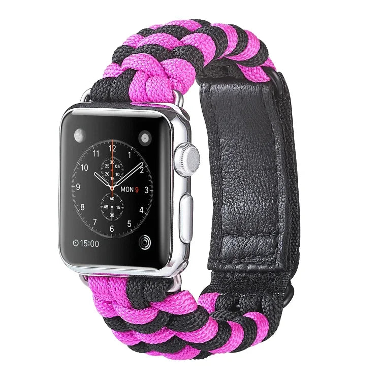 Pulseira de Relógio em Nylon com Fecho de Gancho e Loop de Trança Simples Paracord, Para Apple Watch Series 8&7 41mm / SE 2&6&SE&5&4 40mm, Para Apple Watch Ultra 49mm / Series 8&7 45mm / SE 2&6&SE&5&4 44mm