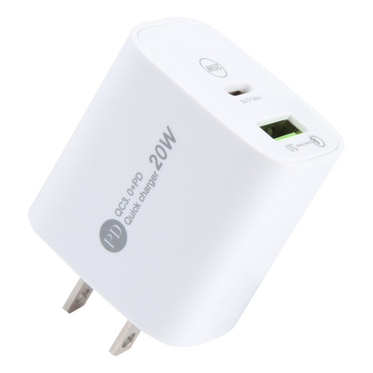 Carregador de Carga Rápida com Interface USB-C/Type-C+QC 3.0 USB 20W PD, Especificação: Ficha US