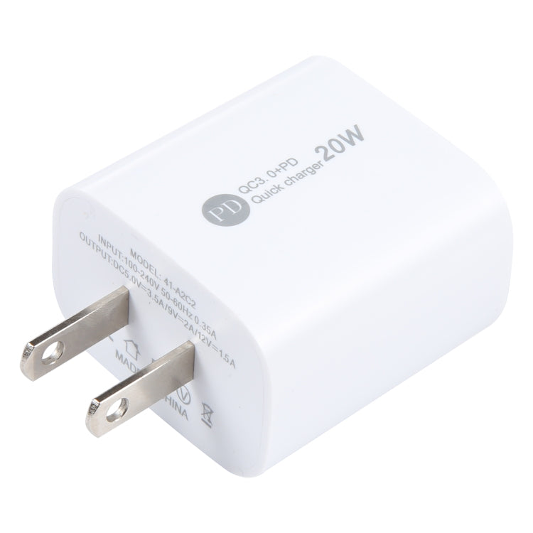 Carregador de Carga Rápida com Interface USB-C/Type-C+QC 3.0 USB 20W PD, Especificação: Ficha US