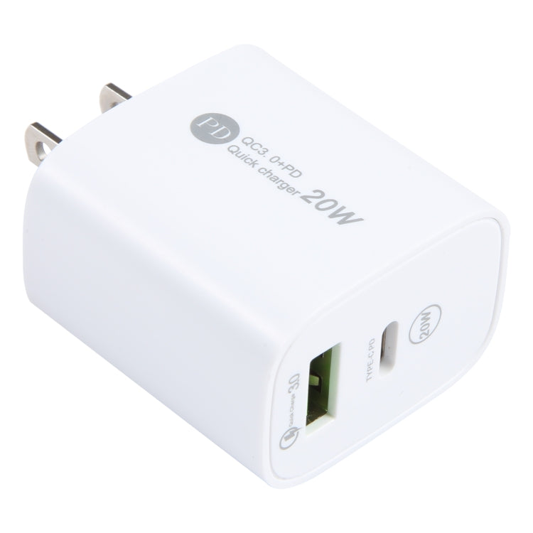 Carregador de Carga Rápida com Interface USB-C/Type-C+QC 3.0 USB 20W PD, Especificação: Ficha US