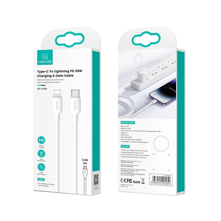 USAMS US-SJ610 U84 Cabo de Carregamento PD20W USB-C / Type-C para 8 Pinos, PD20W 8 Pinos 1m