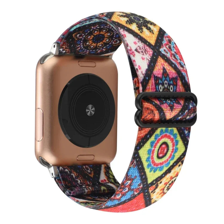 Pulseira de Relógio Elástica com Fivela Estilo Étnico, Para Apple Watch Series 7 41mm / 6 & SE & 5 & 4 40mm, Para Apple Watch Ultra 49mm / Series 8&7 45mm / SE 2&6&SE&5&4 44mm