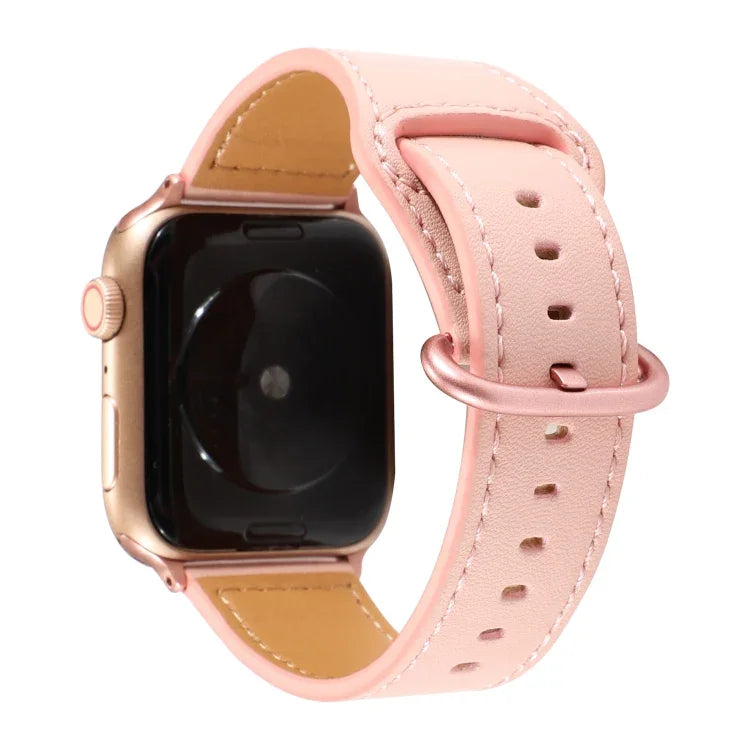 Correia de Relógio em Pele Genuína Cor Sólida, Para Apple Watch Série 7 41mm / 6 & SE & 5 & 4 40mm / 3 & 2 & 1 38mm, Para Apple Watch Série 7 45mm / 6 & SE & 5 & 4 44mm / 3 & 2 & 1 42mm
