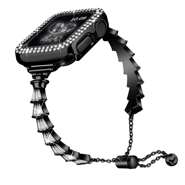 Pulseira de Relógio Metálica com Coroa Cheia de Diamantes, Para Apple Watch Series 8&7 45mm / SE 2&6&SE&5&4 44mm, Para Apple Watch Series 8&7 41mm / SE 2&6&SE&5&4 40mm